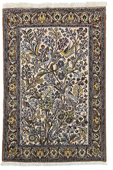 #7179 Persian Qom Tree of life design wool on cotton base